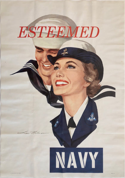 Original Vintage Esteemed - Navy USA naval propaganda recruiting poster by artist Lou Nolan, circa 1959.
