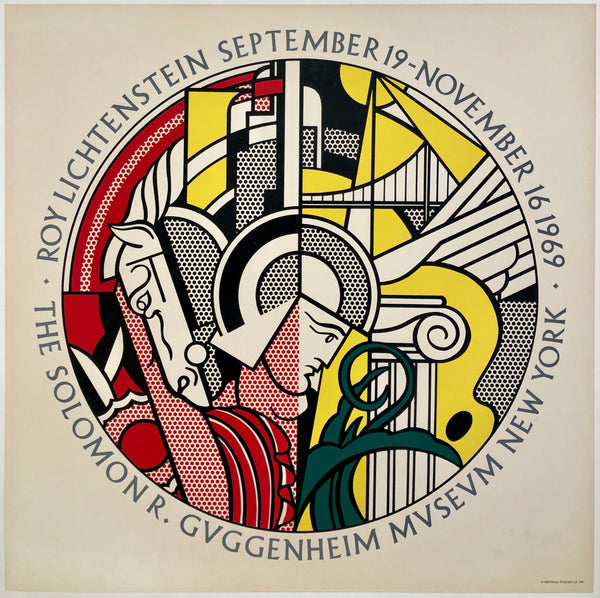 Original vintage Roy Lichtenstein - The Solomon R. Guggenheim Museum New York 1969 linen backed serigraph pop art exhibition poster by artist Roy Lichtenstein, circa 1969.
