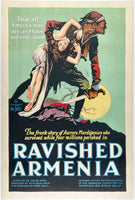 Original vintage Ravished Armenia - AKA: Auction of Souls - That All America May See And Know And Understand - The Frank Story of Aurora Mardiganian Who Survived While Four Millions Perished in the Armenian genocide by the Huns linen backed USA World War I movie cinema poster, circa 1919.