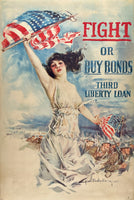 Original vintage Fight or Buy Bonds - Third Liberty Loan linen backed American WWI propaganda poster USA by artist Howard Chandler Christy Condition, circa 1917.