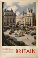 Original vintage London - Britain - Piccadilly Circus British travel and tourism poster by artist Leonard Russell Squirrell, circa 1954.